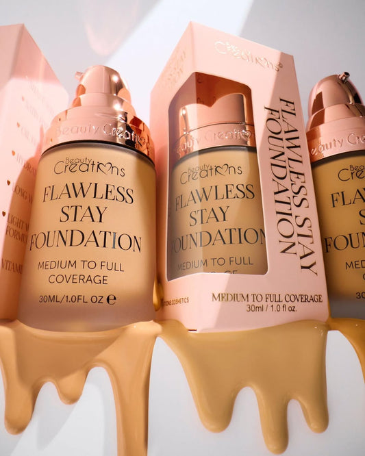 Base de maquillaje líquida, sin aceite, alta cobertura! Flawless Stay Beauty Creations