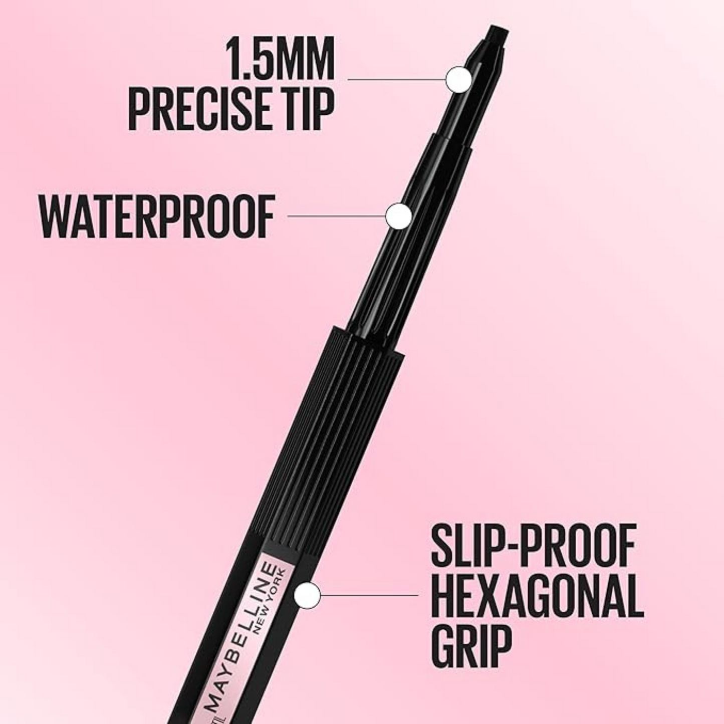 Delineador de Ojos Maybelline Hyper Easy Negro Antideslizante, 24hr.