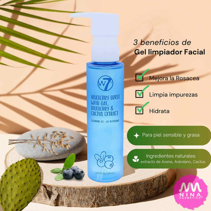 Limpiador Facial con centella asiática, extracto de Arándanos, Avena y Cactus
