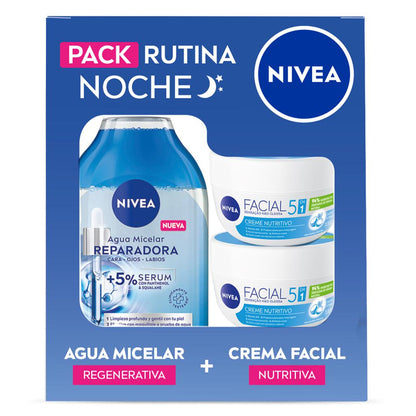 Kit Facial Rutina de Noche 🌙  NIVEA ""Agua Micelar Regenerativa 400 mL + Crema Facial Nutritiva 100 mL"