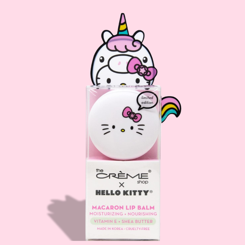 15% Descuento, Set the creme shop x hello kitty, Esmalte con decoraciones, rubor en crema y bálsamo labial sweet sprinkles.