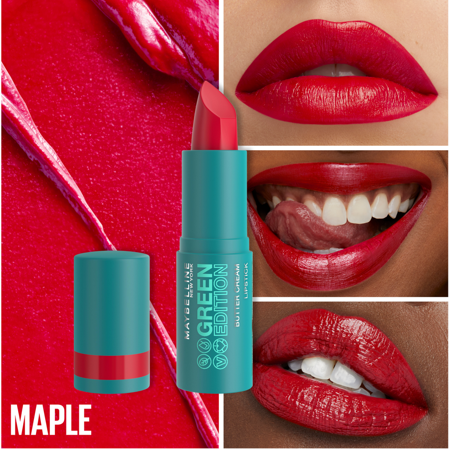 Labial cremoso hidratante con Manteca de Cacao Green Edition Maybelline