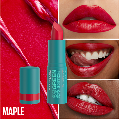 Labial cremoso hidratante con Manteca de Cacao Green Edition Maybelline