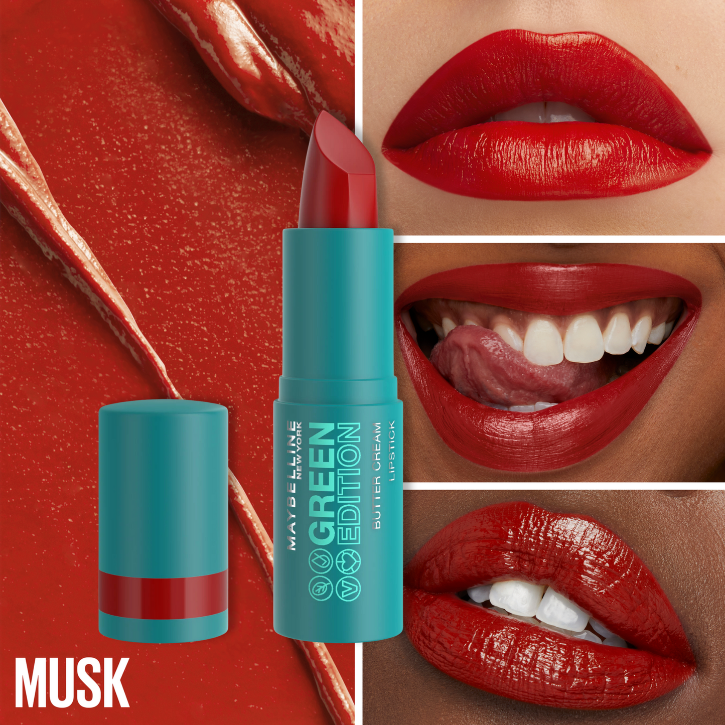 Labial cremoso hidratante con Manteca de Cacao Green Edition Maybelline
