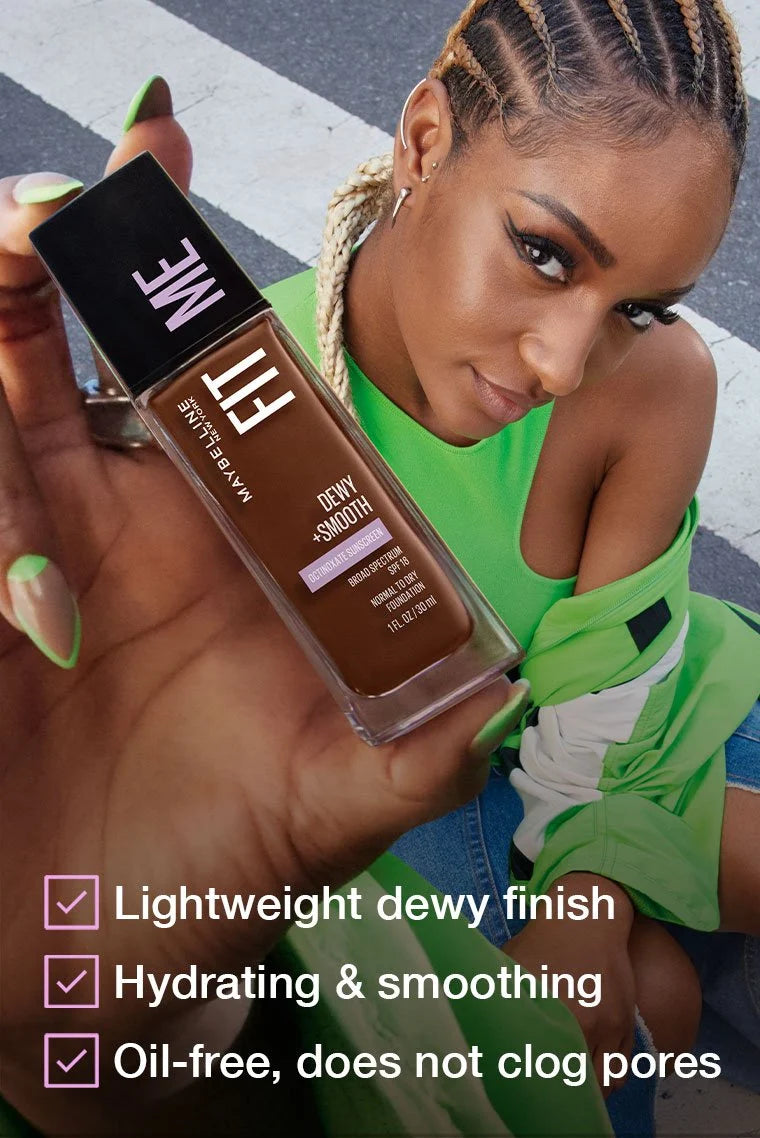 Maybelline Fit Me® Dewy + Smooth Foundation | Base de Maquillaje con SPF 18