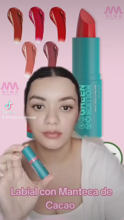 Labial cremoso hidratante con Manteca de Cacao Green Edition Maybelline