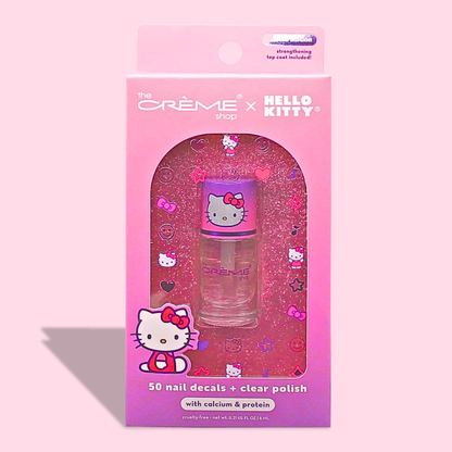 15% Descuento, Set the creme shop x hello kitty, Esmalte con decoraciones, rubor en crema y bálsamo labial sweet sprinkles.